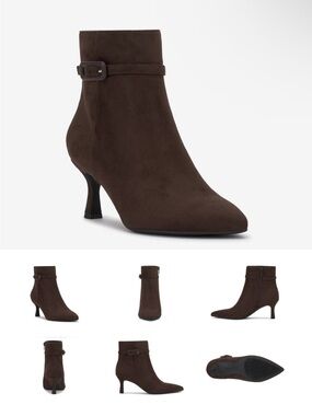 NWOT Kelly & Katie Brown Suede Ankle Kitten Heel Boots